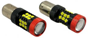 Светодиодная лампа 1157-3030-30SMD-W линза, красный ободок (белый свет) (2)